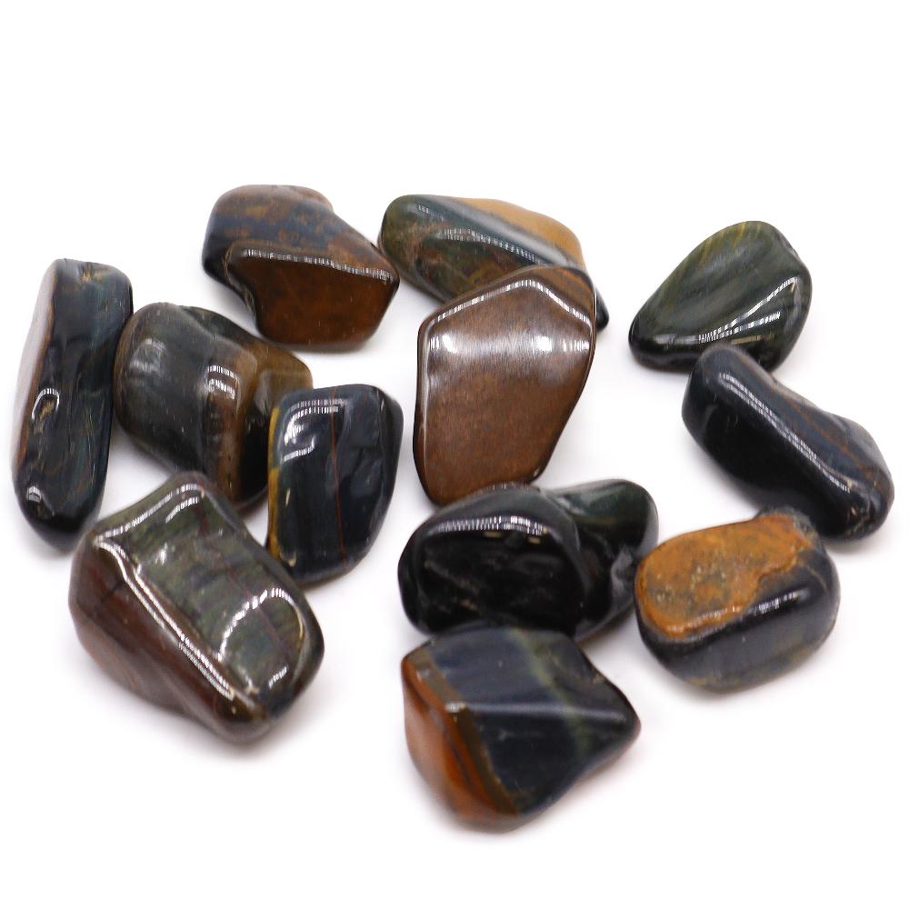 ancient wisdom 12x Medium African Tumble Stone - Tigers Eye - Blue
