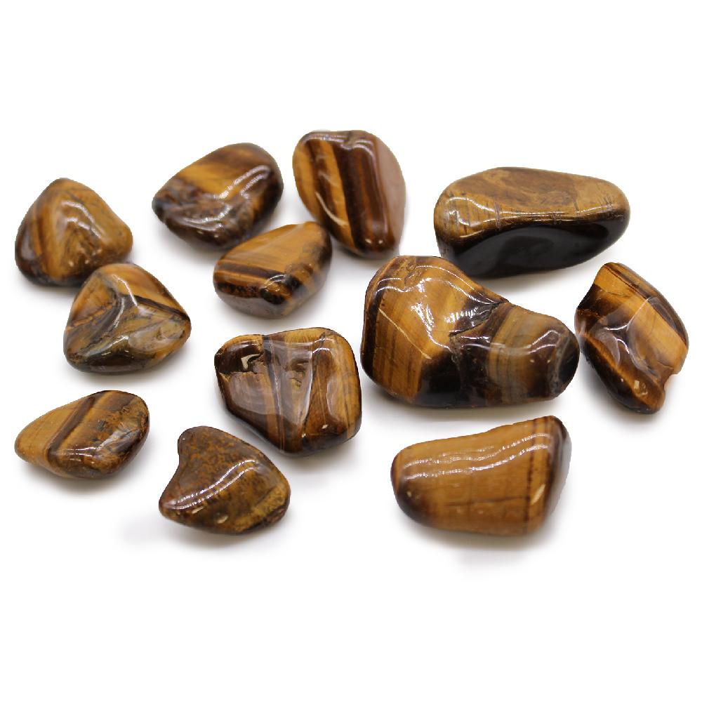 ancient wisdom 12x Medium African Tumble Stone - Tigers Eye - Golden