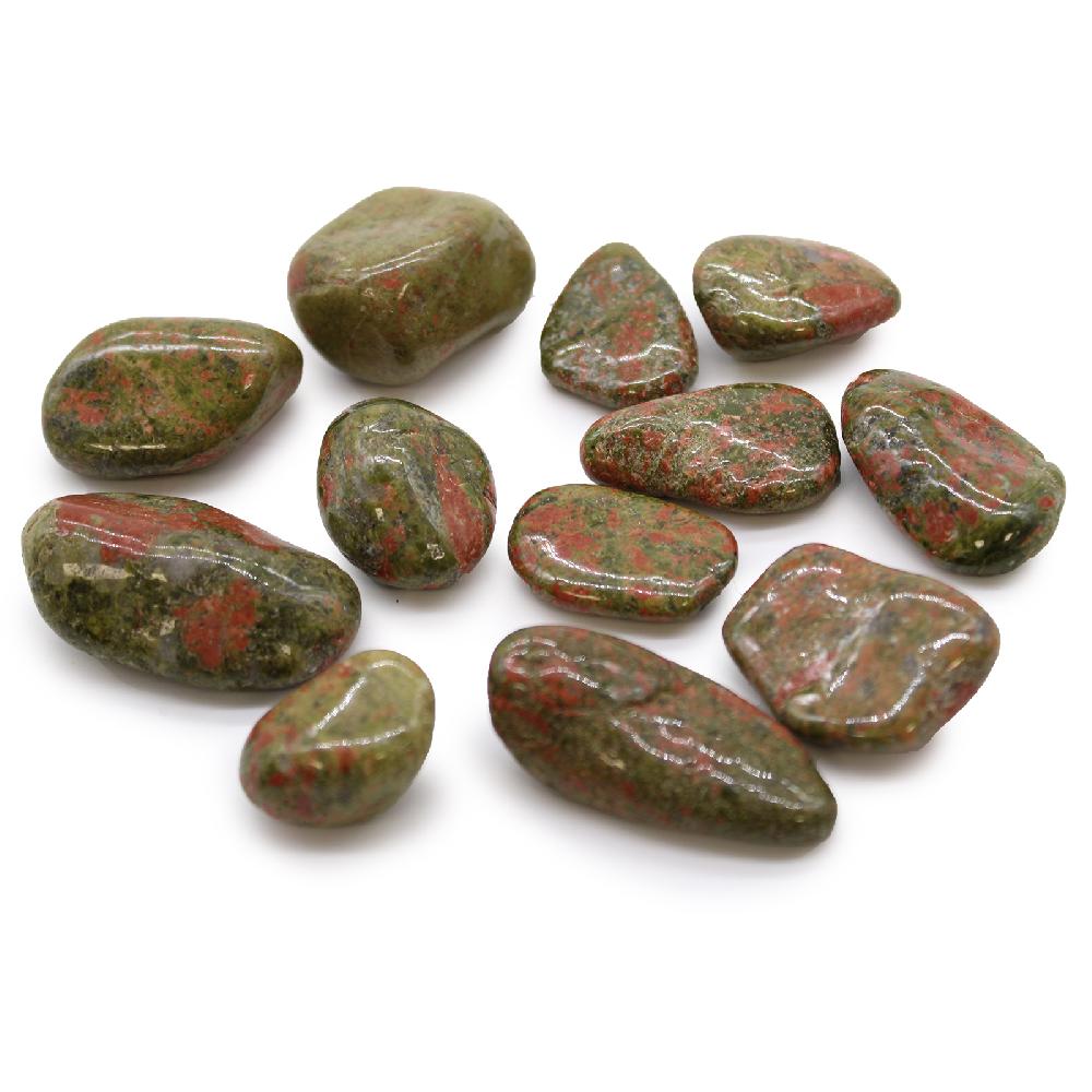 ancient wisdom 12x Medium African Tumble Stone - Unakite
