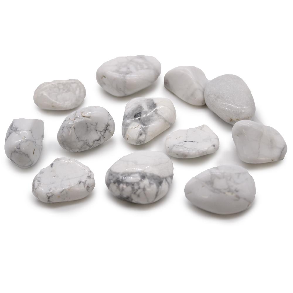 ancient wisdom 12x Medium African Tumble Stone - White Howlite - Magnesite