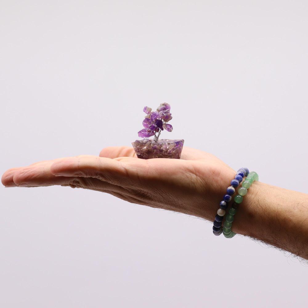 Ancient Wisdom 12x Mini Gemstone Trees On Orgonite Base - Amethyst (15 Stones)