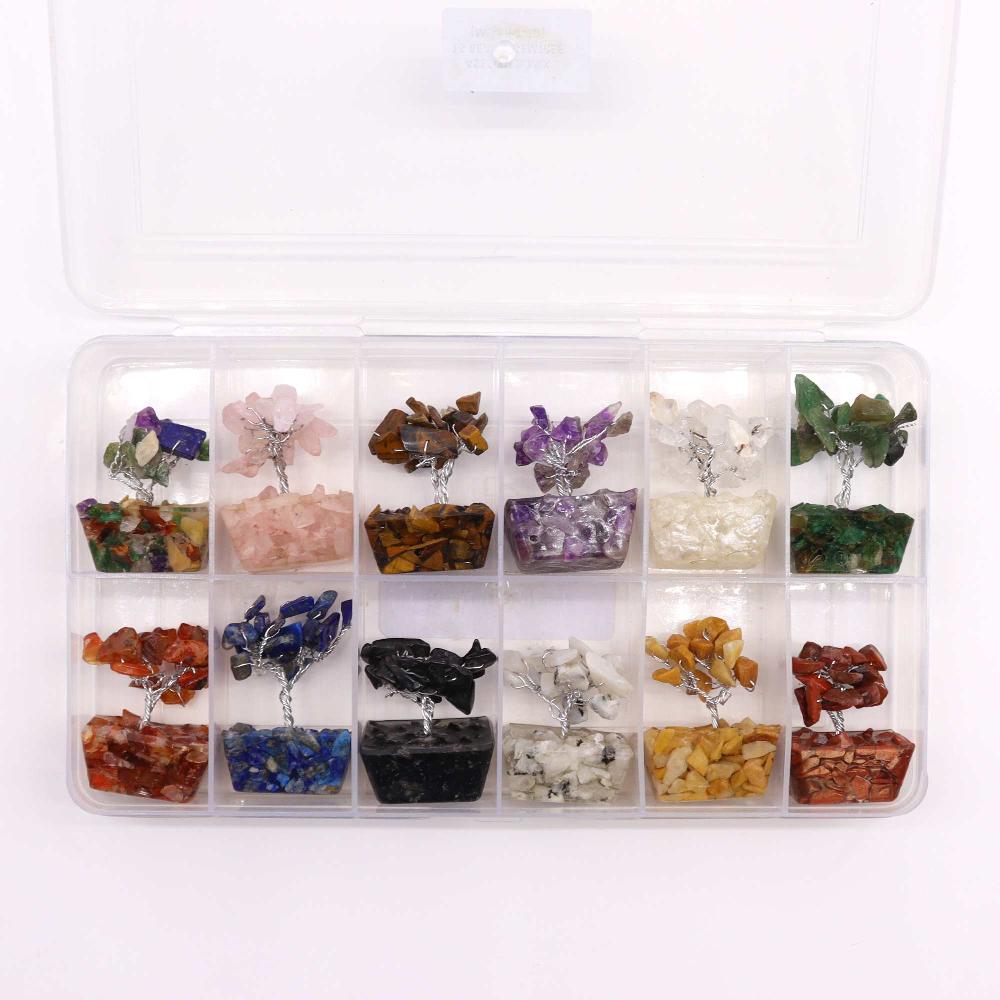 Ancient Wisdom 12x Mini Gemstone Trees On Orgonite Base - Assorted Mix (15 Stones)