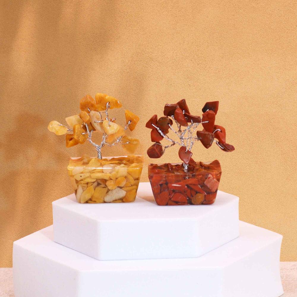 ancient wisdom 12x Mini Gemstone Trees On Orgonite Base - Assorted Mix (15 stones)