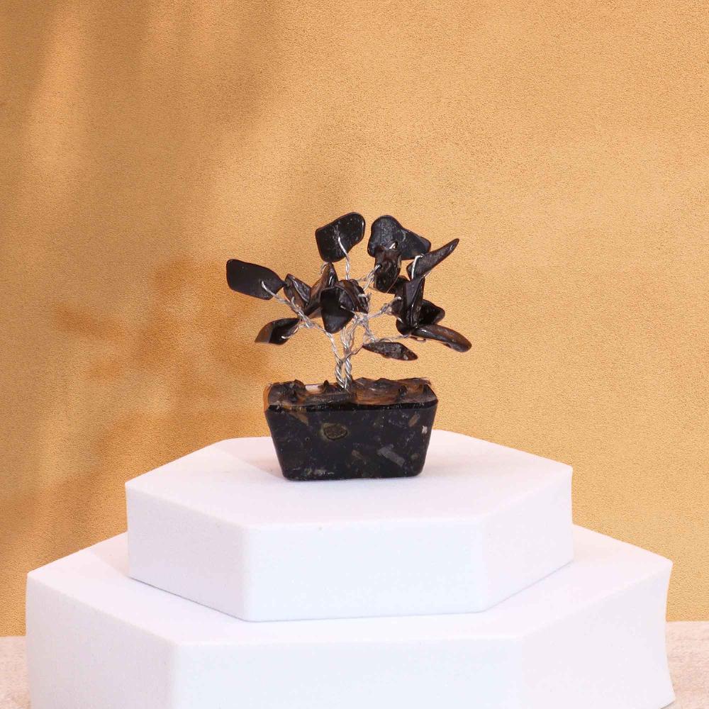 ancient wisdom 12x Mini Gemstone Trees On Orgonite Base - Black Agate (15 stones)