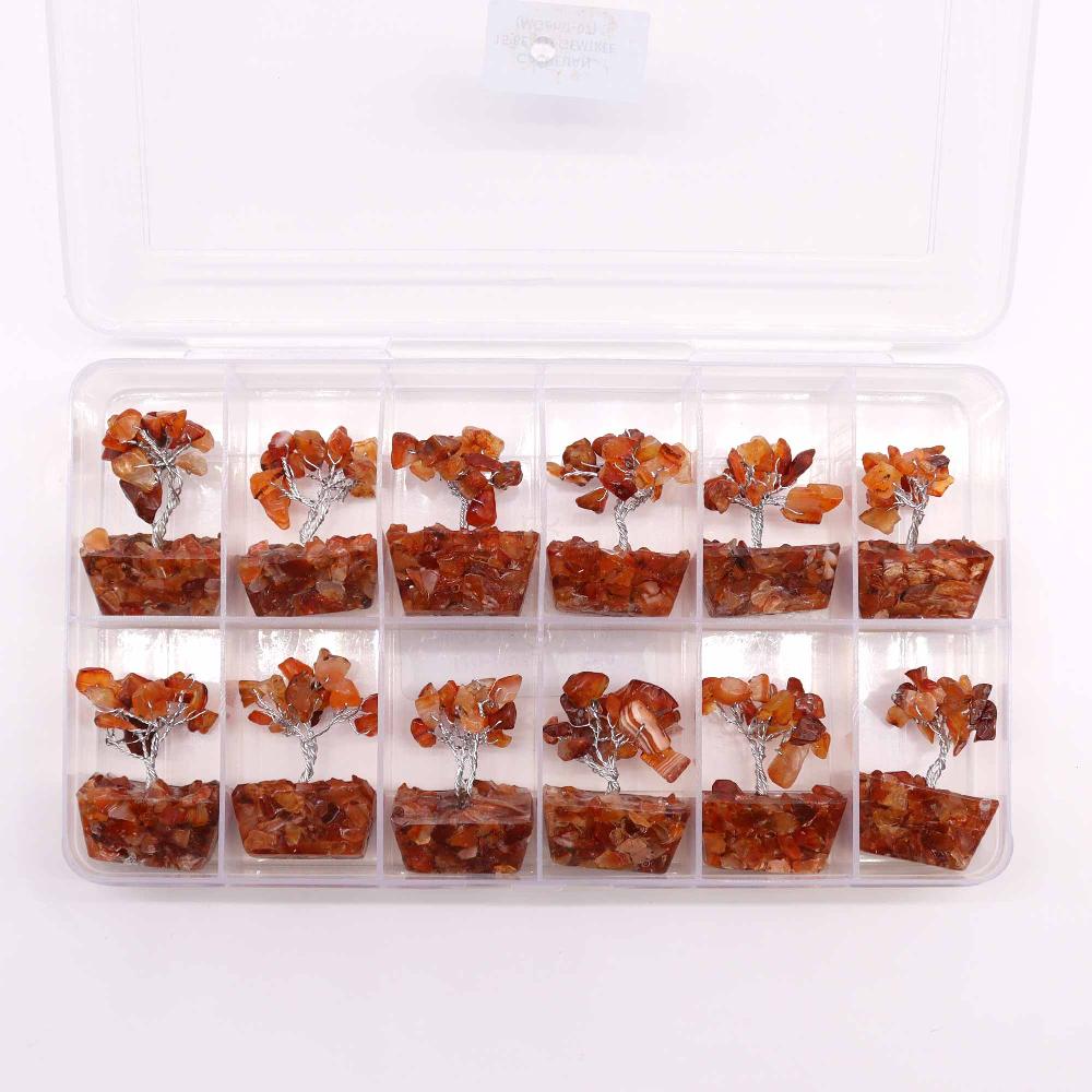 Ancient Wisdom 12x Mini Gemstone Trees On Orgonite Base - Carnelian (15 Stones)