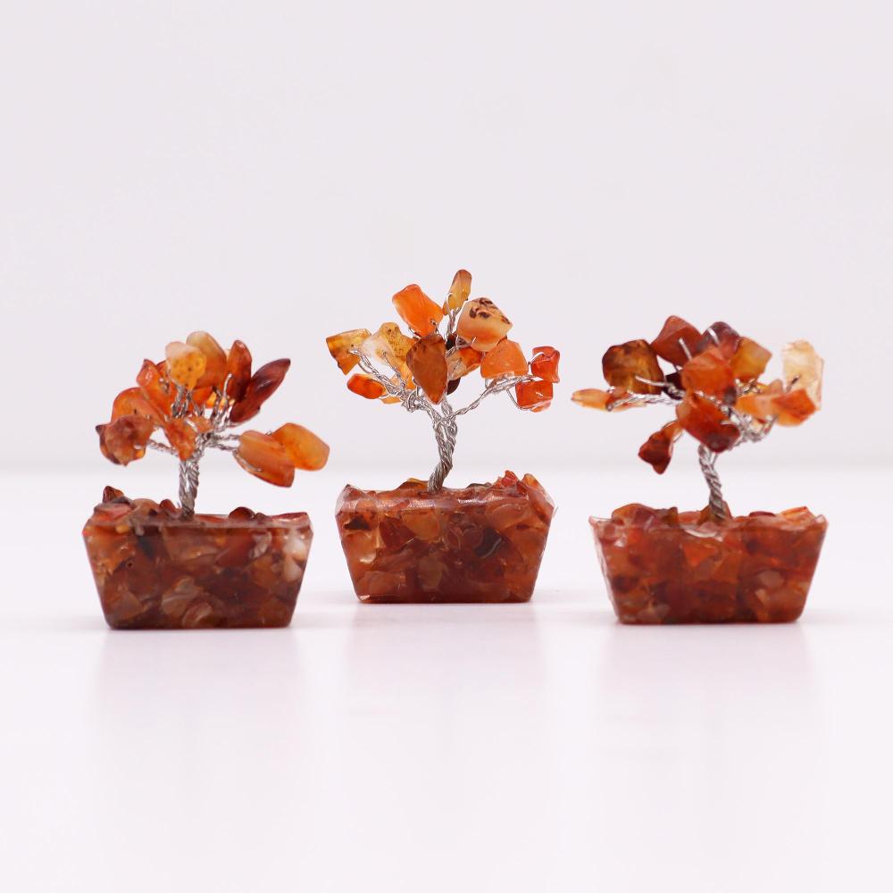 Ancient Wisdom 12x Mini Gemstone Trees On Orgonite Base - Carnelian (15 Stones)