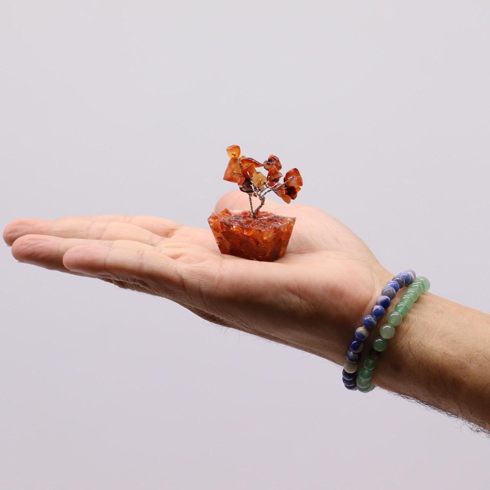Ancient Wisdom 12x Mini Gemstone Trees On Orgonite Base - Carnelian (15 Stones)