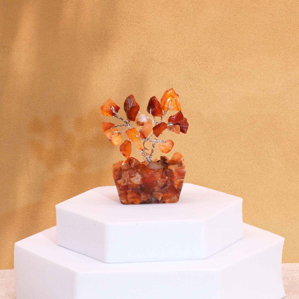ancient wisdom 12x Mini Gemstone Trees On Orgonite Base - Carnelian (15 stones)