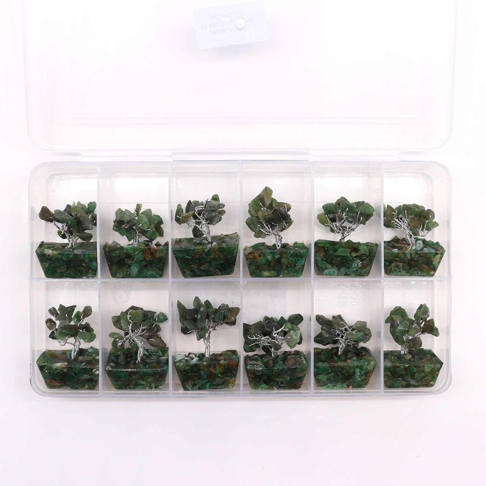 Ancient Wisdom 12x Mini Gemstone Trees On Orgonite Base - Green Aventurine (15 Stones)