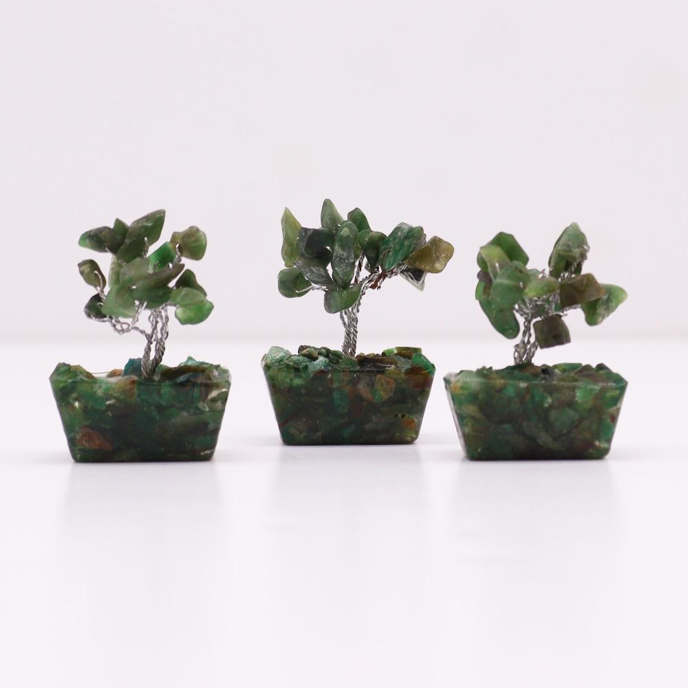 Ancient Wisdom 12x Mini Gemstone Trees On Orgonite Base - Green Aventurine (15 Stones)