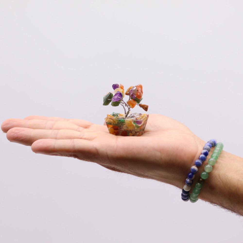 Ancient Wisdom 12x Mini Gemstone Trees On Orgonite Base - Multi Stones (15 Stones)