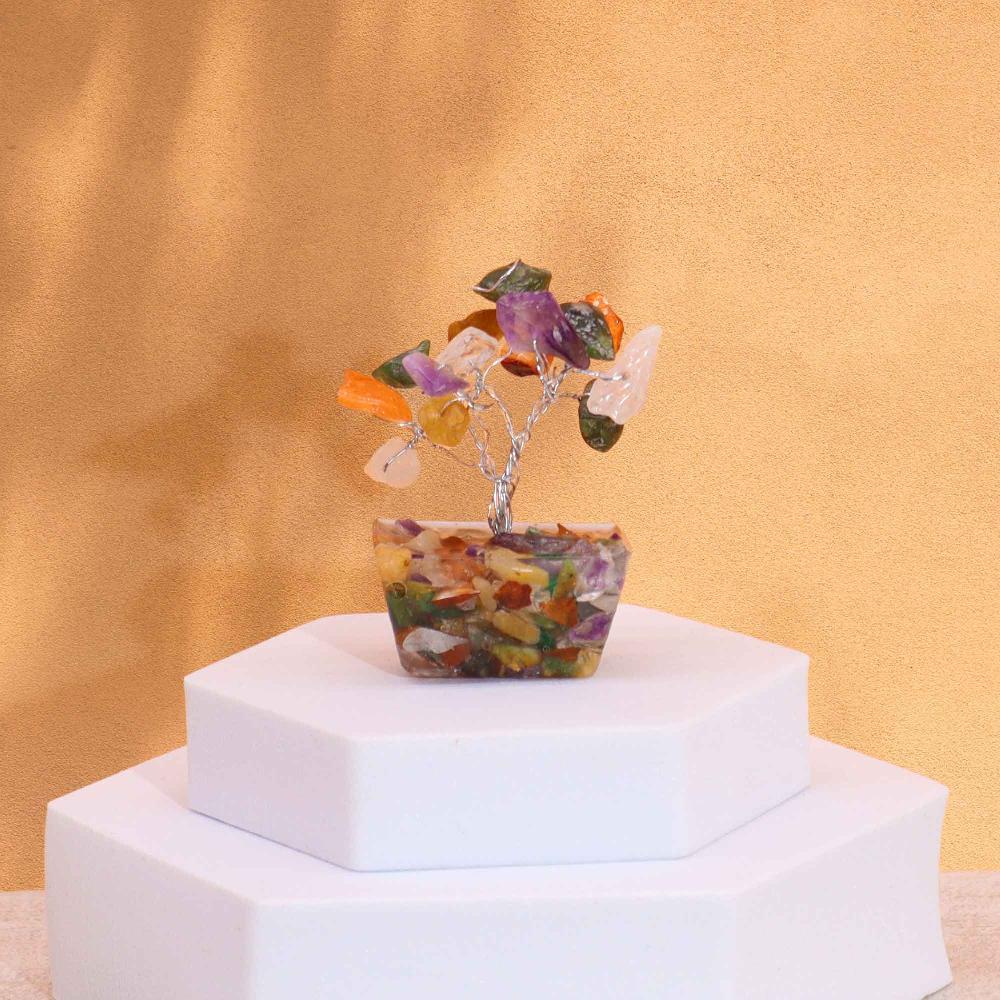 ancient wisdom 12x Mini Gemstone Trees on Orgonite Base - Multi Stones (15 stones)