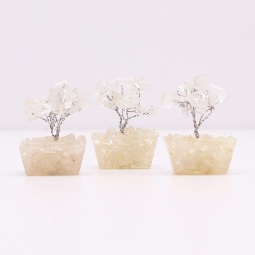 Ancient Wisdom 12x Mini Gemstone Trees On Orgonite Base - Rock Quartz (15 Stones)