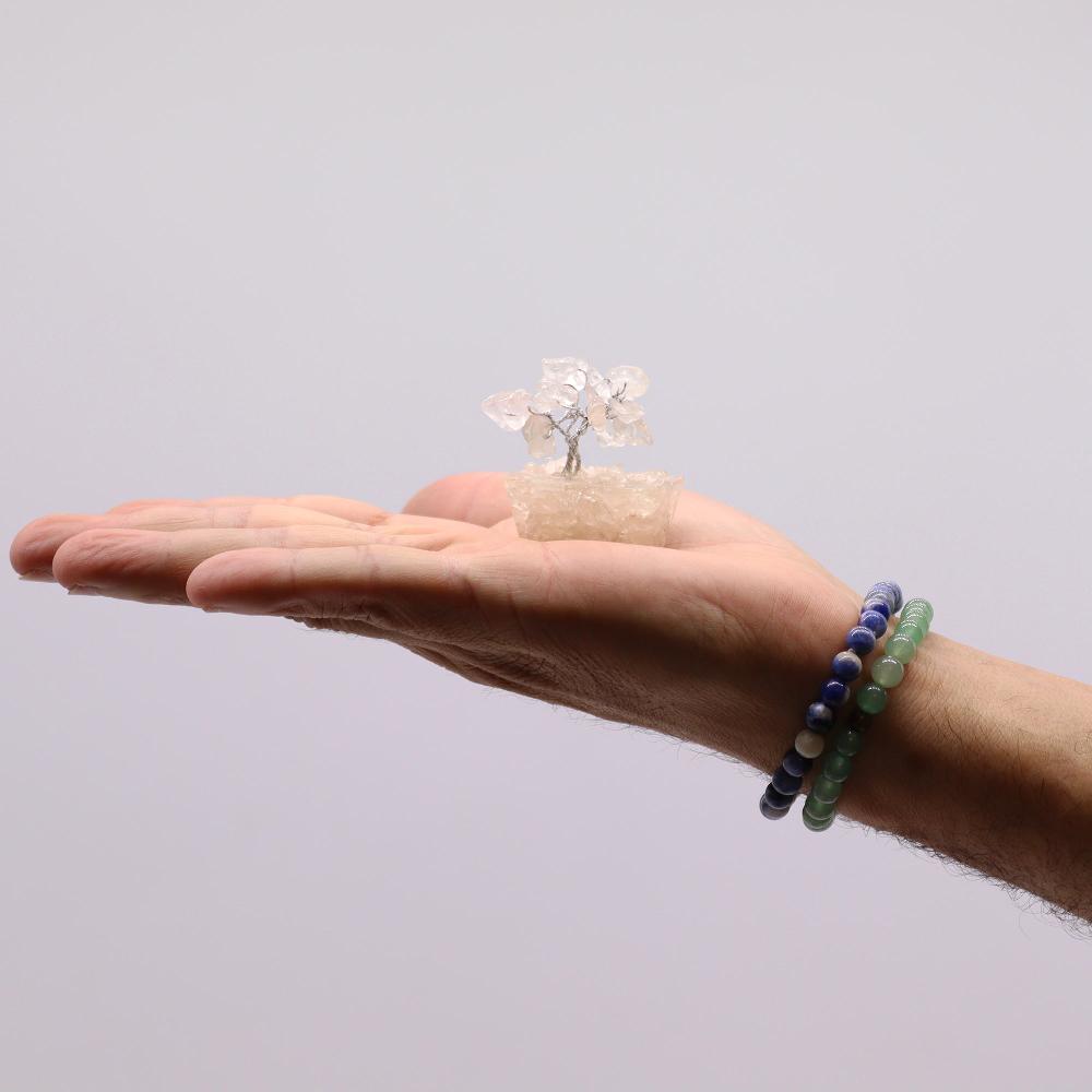 Ancient Wisdom 12x Mini Gemstone Trees On Orgonite Base - Rock Quartz (15 Stones)