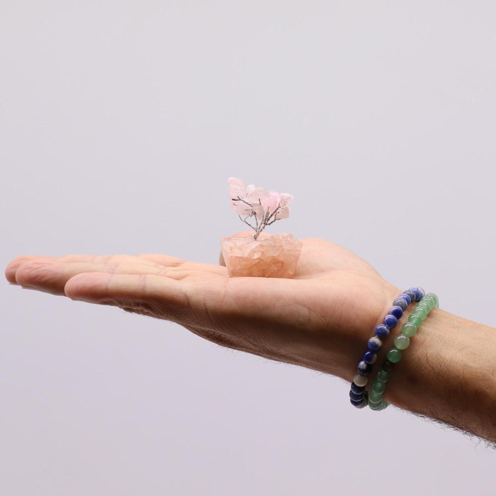 Ancient Wisdom 12x Mini Gemstone Trees On Orgonite Base - Rose Quartz (15 Stones)
