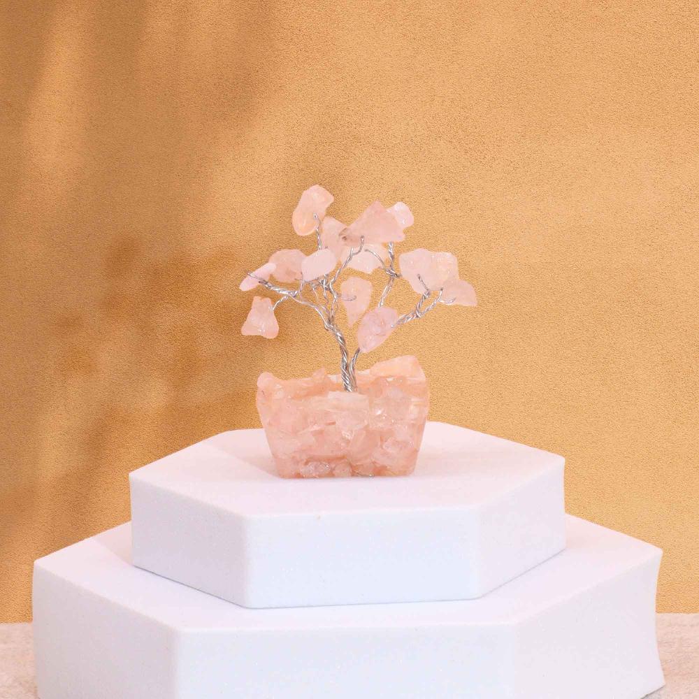 ancient wisdom 12x Mini Gemstone Trees On Orgonite Base - Rose Quartz (15 stones)
