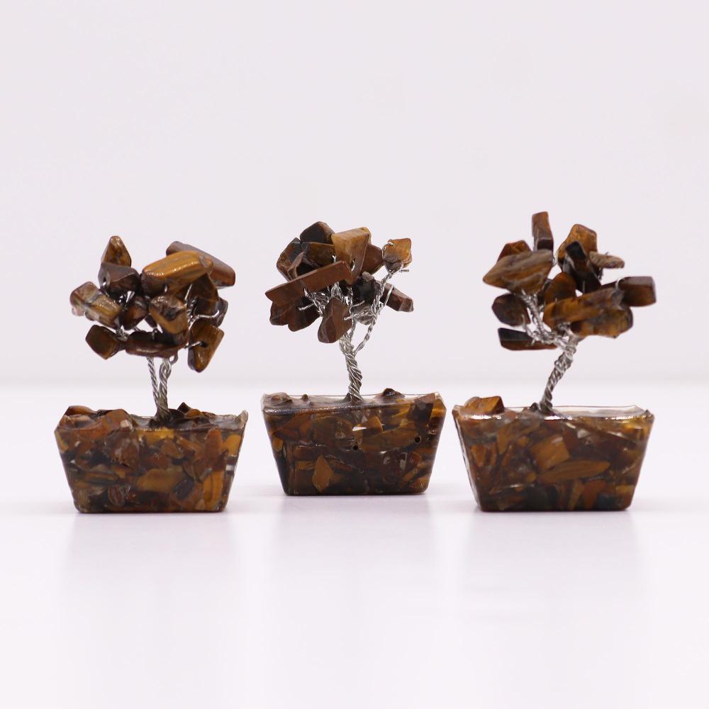 Ancient Wisdom 12x Mini Gemstone Trees On Orgonite Base - Tigereye (15 Stones)
