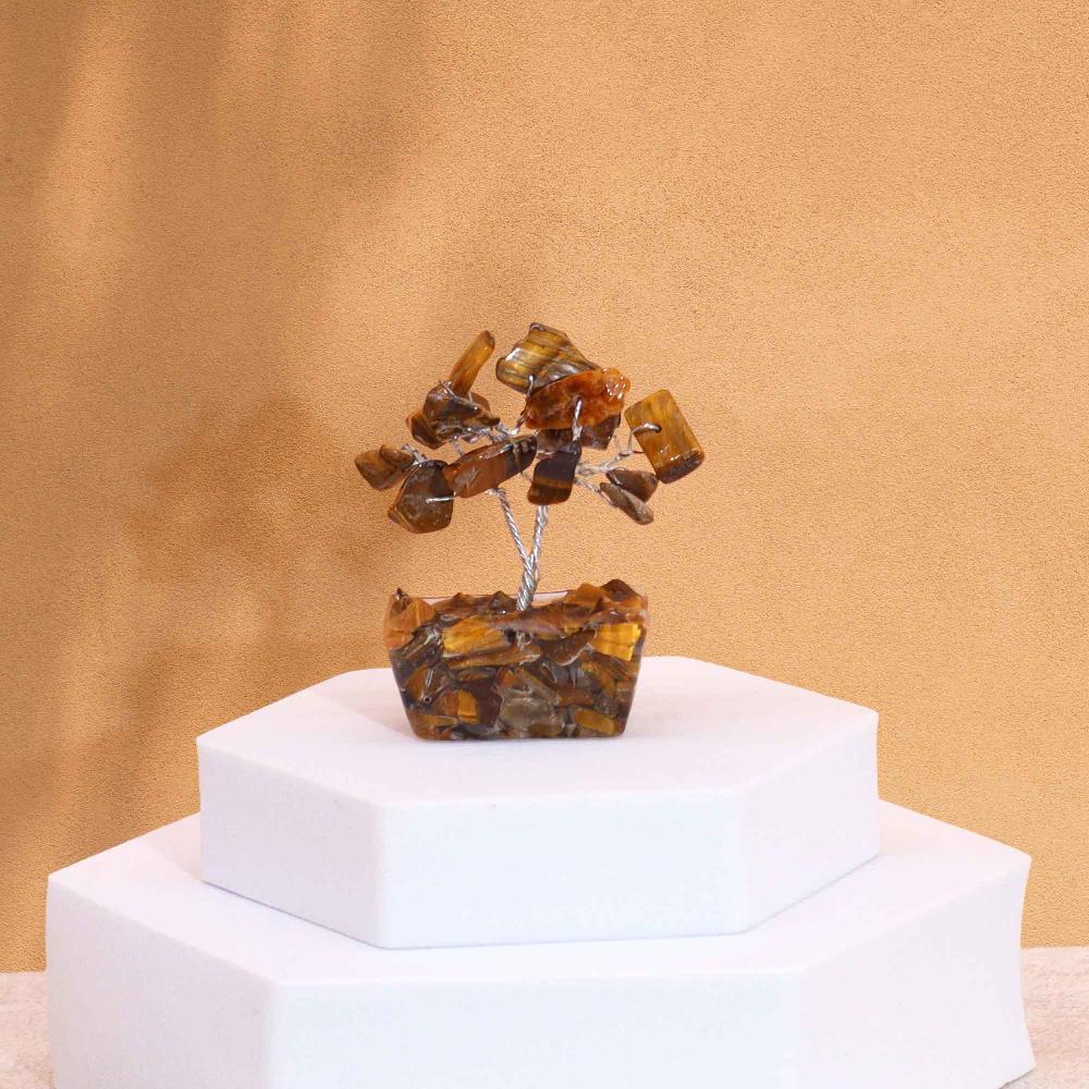 ancient wisdom 12x Mini Gemstone Trees On Orgonite Base - Tigereye (15 stones)