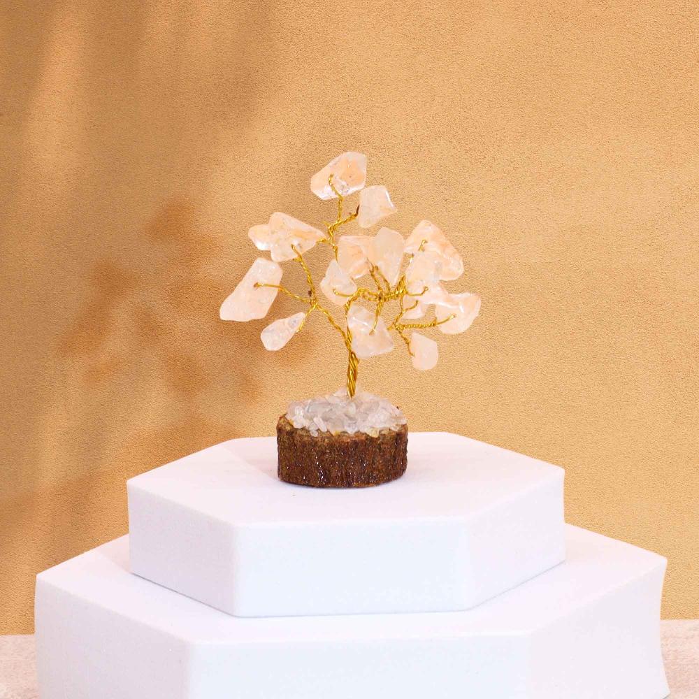 ancient wisdom 12x Mini Gemstone Trees On Wood Base - Rock Quartz (15 stones)