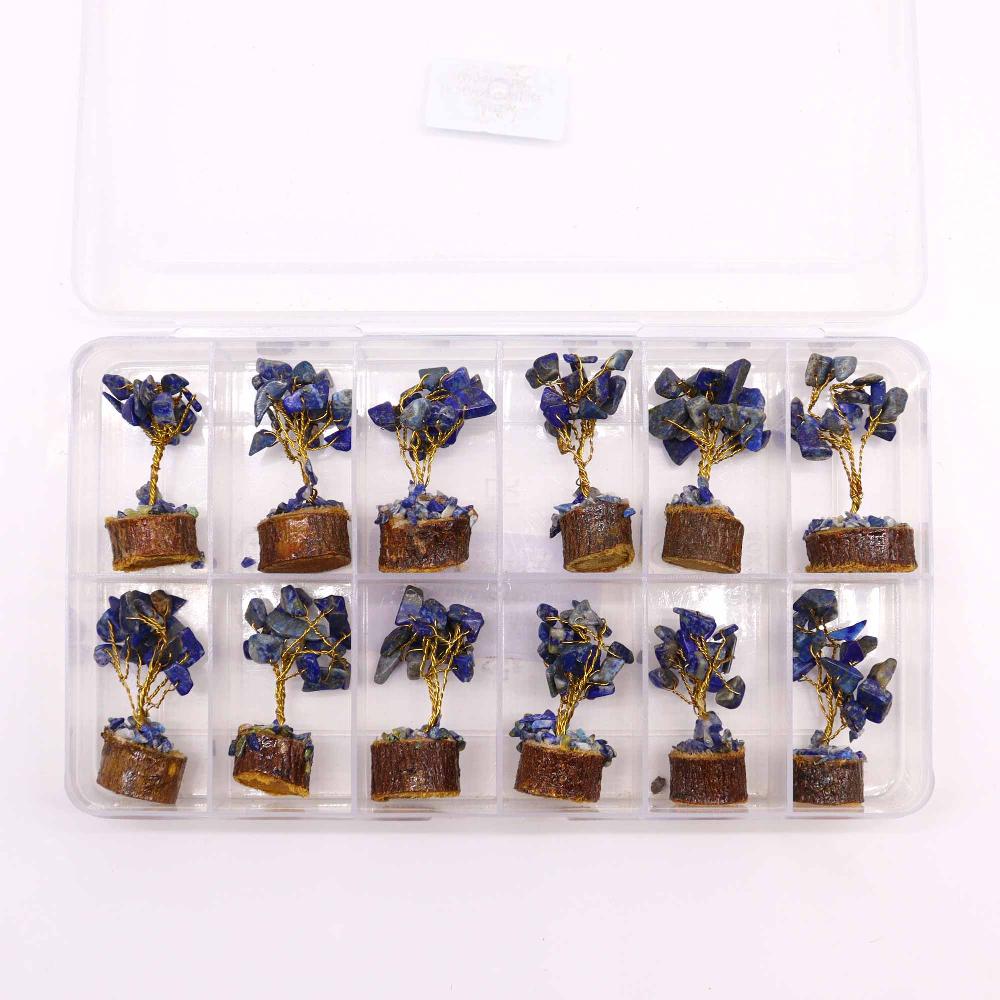 Ancient Wisdom 12x Mini Gemstone Trees On Wood Base - Sodalite (15 Stones)