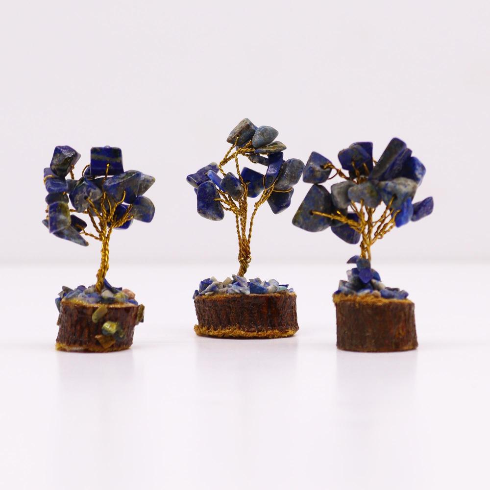 Ancient Wisdom 12x Mini Gemstone Trees On Wood Base - Sodalite (15 Stones)