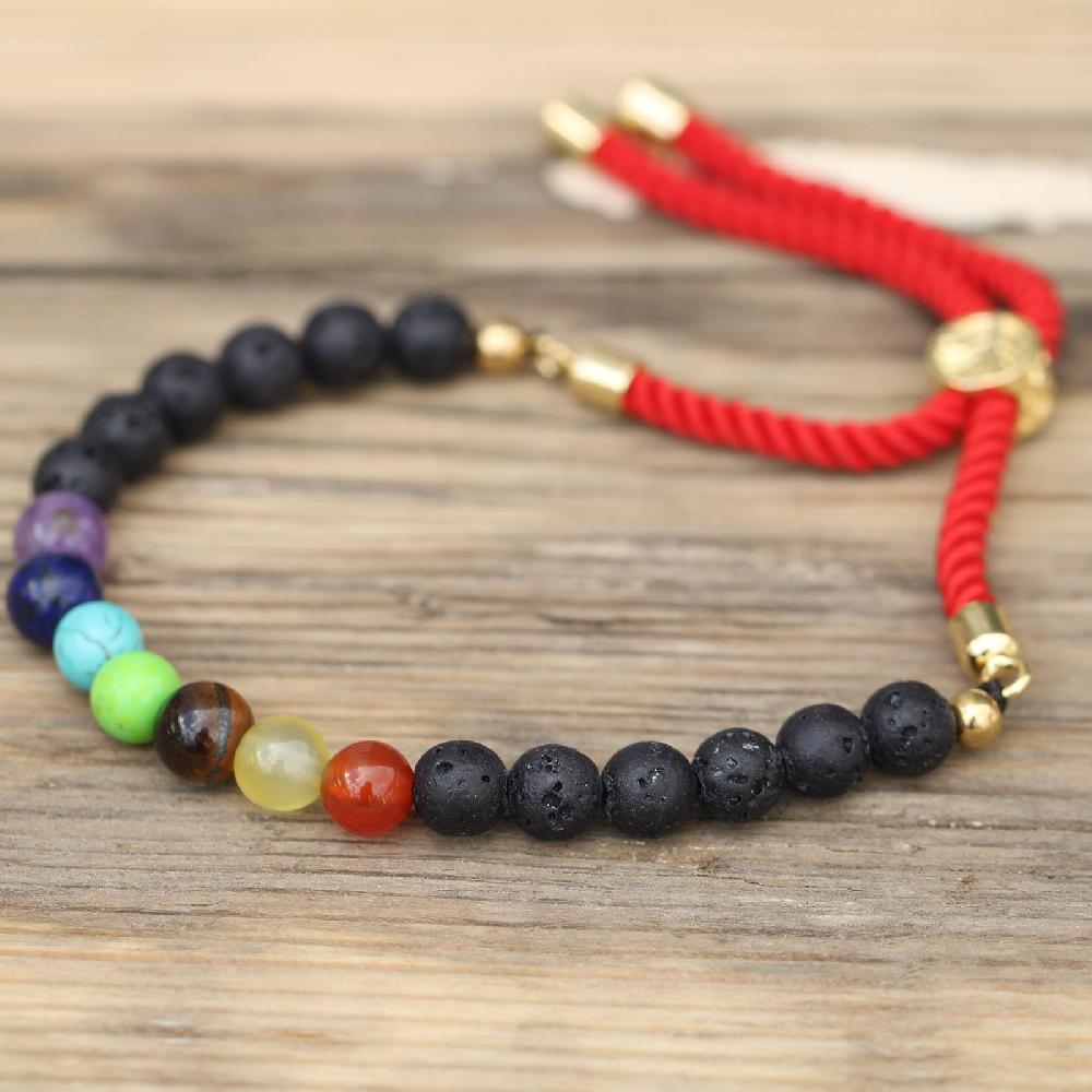 Ancient Wisdom 18K Gold Plated Gemstone Royal String Bracelet - Lava Stone Chakra