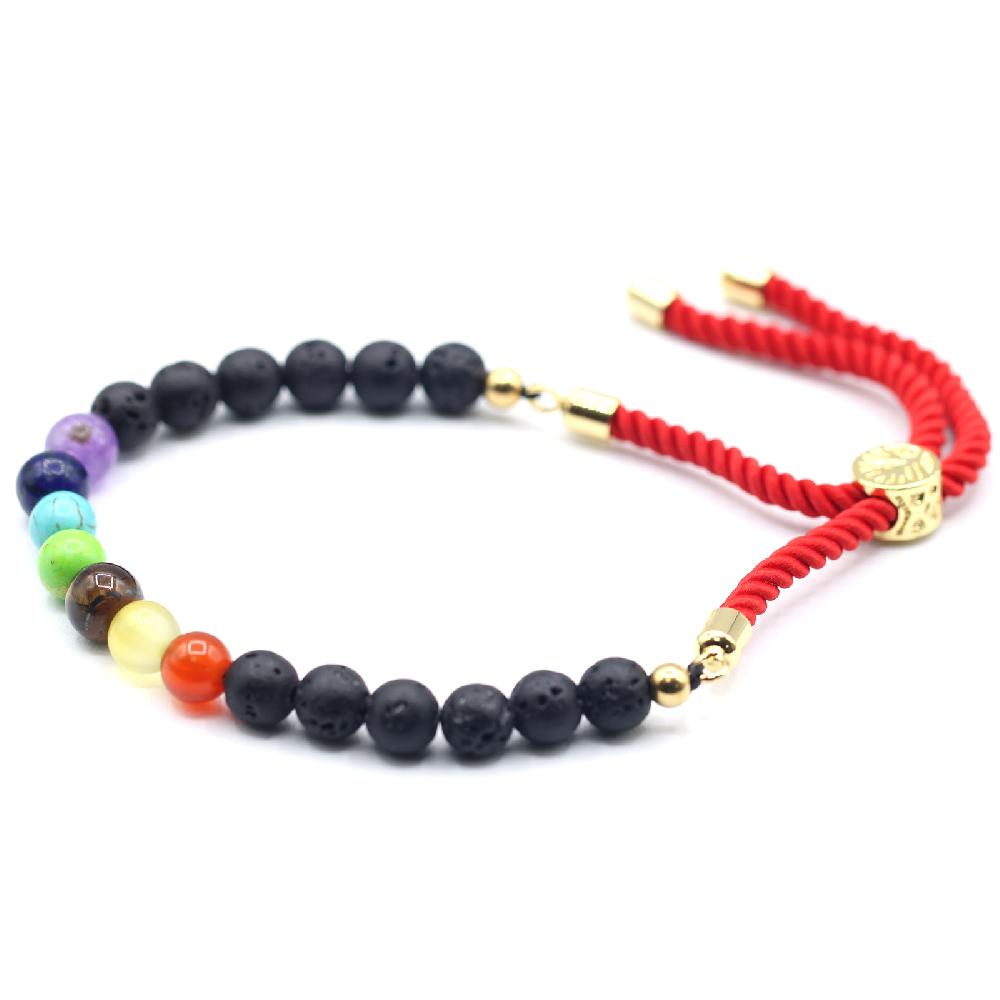 ancient wisdom 18K Gold Plated Gemstone Royal String Bracelet - Lava Stone Chakra