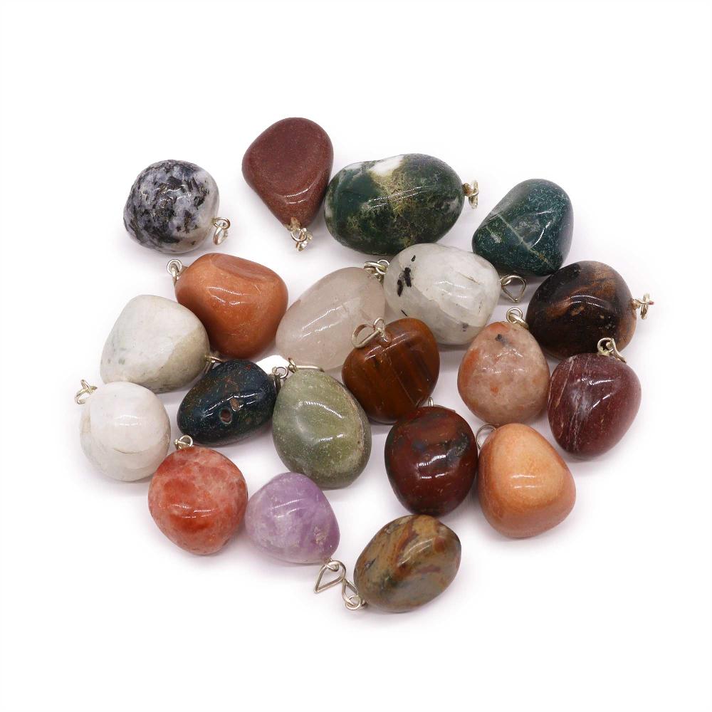 ancient wisdom 20x Mixed Silver Plated Crystal Tumbled Stone Pendants