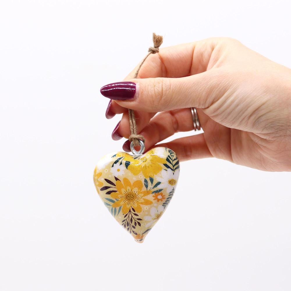 Ancient Wisdom 24x Lrg Decor Wood Hearts - Yellow Floral (24)