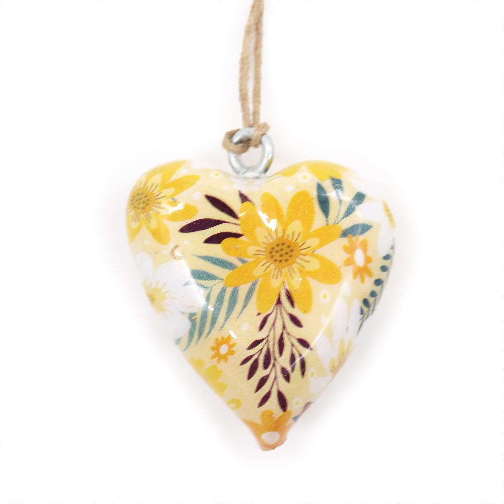 ancient wisdom 24x Lrg Decor Wood Hearts - Yellow Floral (24)