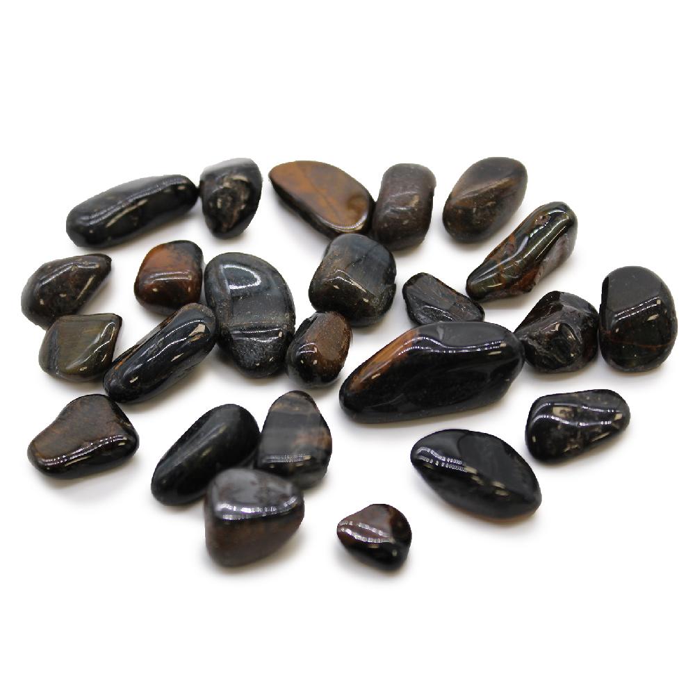 ancient wisdom 24x Small African Tumble Stone - Tigers Eye - Blue