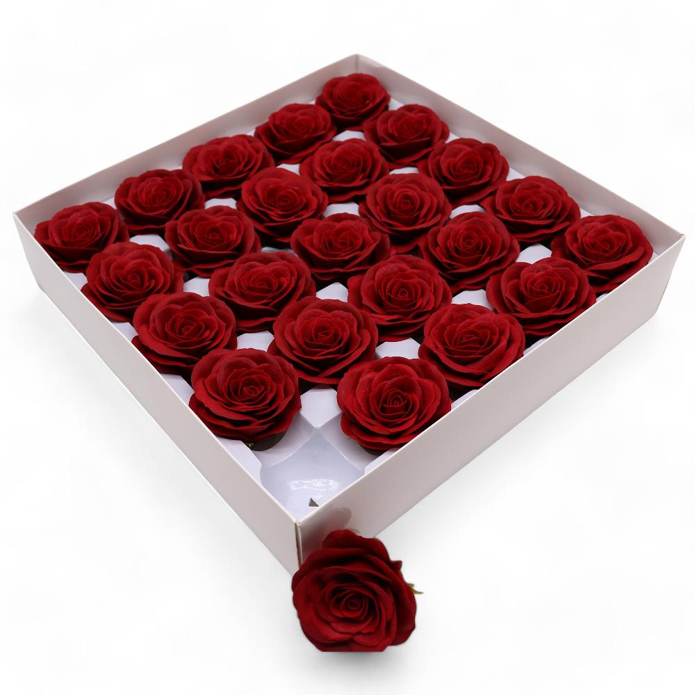 Ancient Wisdom 25x Craft Soap Flower - Lrg (7-Layer) Vintage Rose - Midnight Scarlet