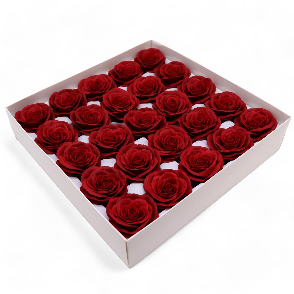 ancient wisdom 25x Craft Soap Flower - Lrg (7-Layer) Vintage Rose - Midnight Scarlet