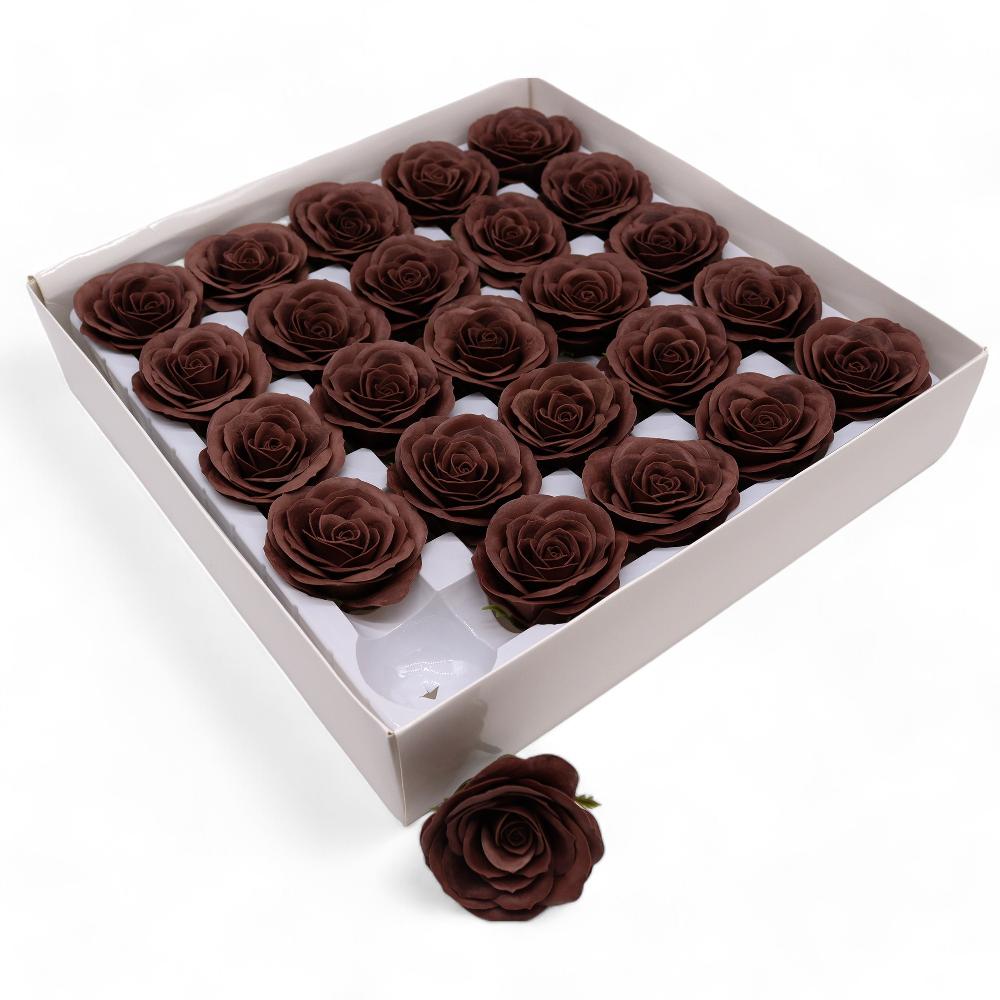 Ancient Wisdom 25x Craft Soap Flower - Lrg (7-Layer) Vintage Rose - Royal Chocolate