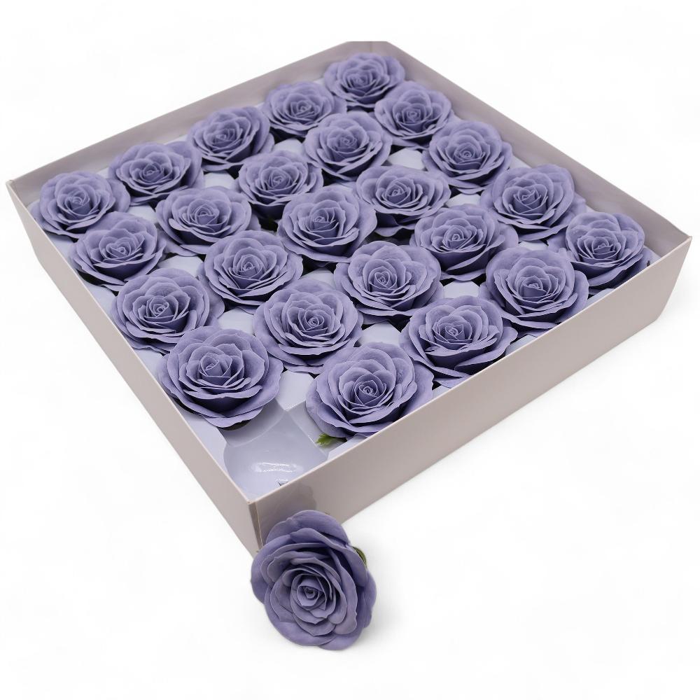 Ancient Wisdom 25x Craft Soap Flower - Lrg (7-Layer) Vintage Rose - Steal Blue