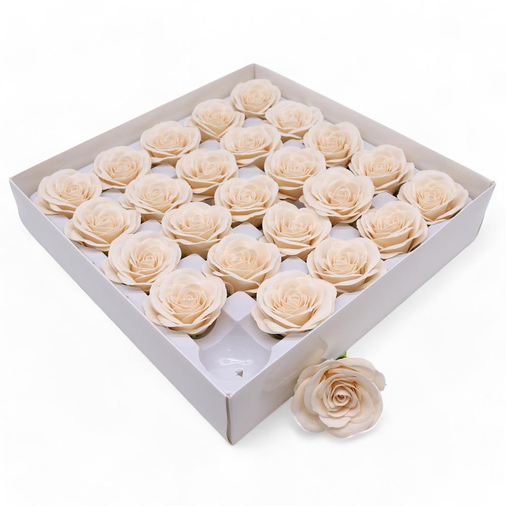 Ancient Wisdom 25x Craft Soap Flower - Lrg (7-Layer) Vintage Rose - Victorian Ivory