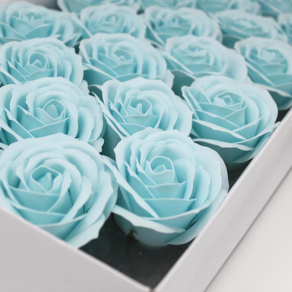 Ancient Wisdom 25x Craft Soap Flowers - Lrg Rose - Baby Blue