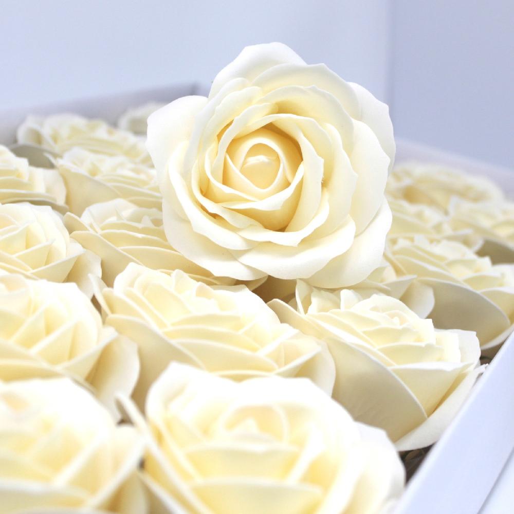 Ancient Wisdom 25x Craft Soap Flowers - Lrg Rose - Ivory
