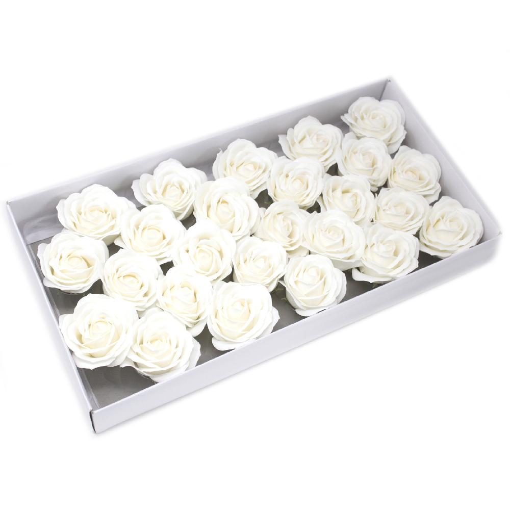 ancient wisdom 25x Craft Soap Flowers - Lrg Rose - White