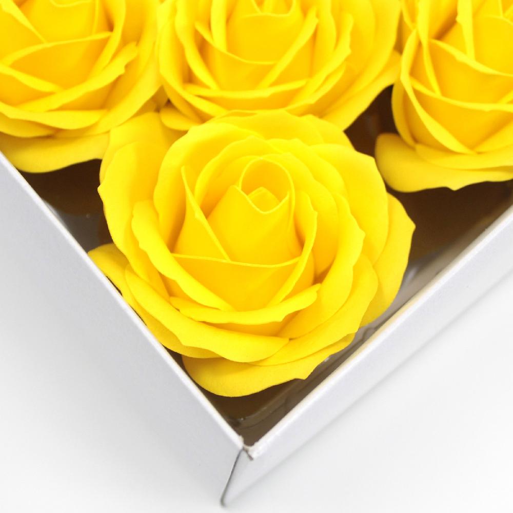 Ancient Wisdom 25x Craft Soap Flowers - Lrg Rose - Yellow