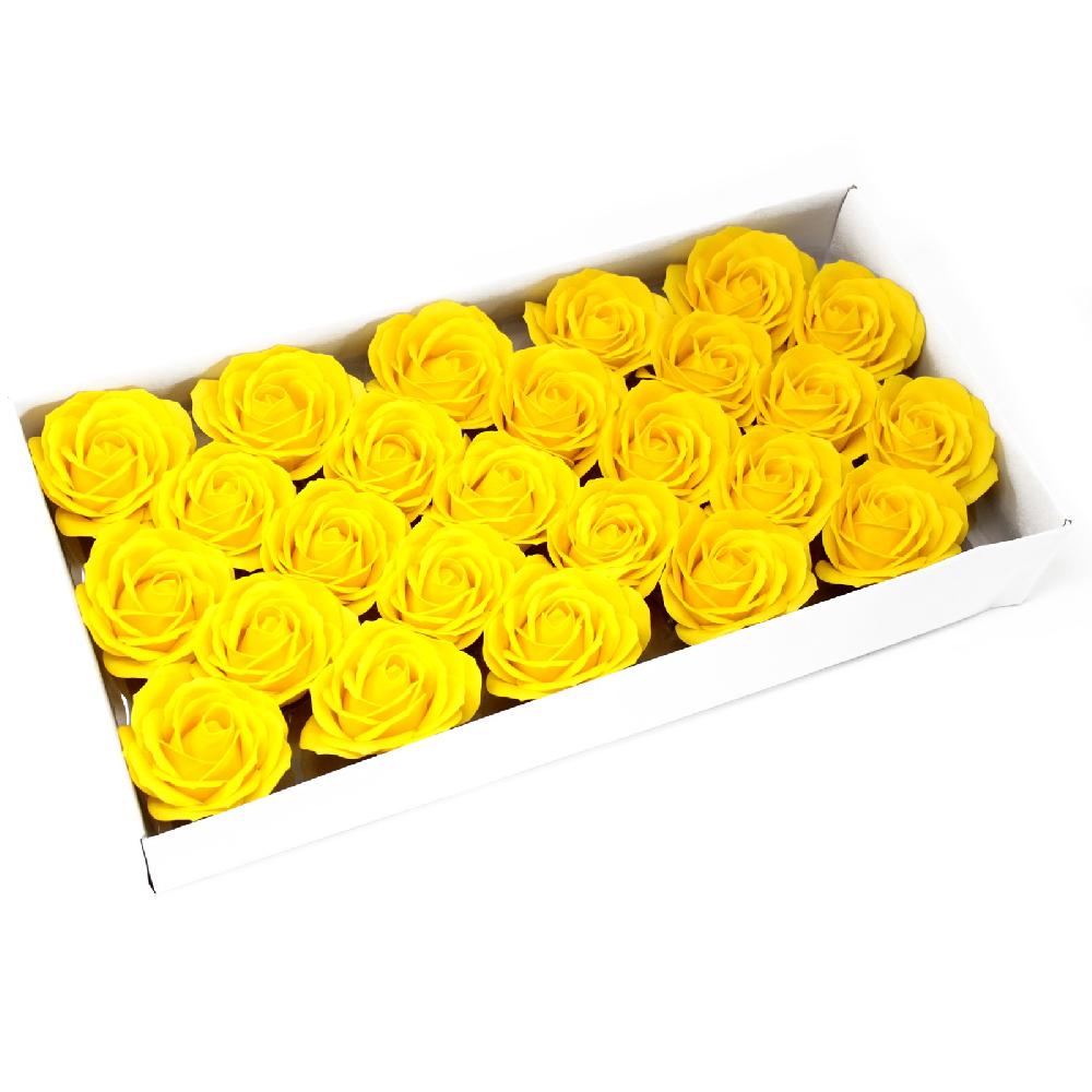 ancient wisdom 25x Craft Soap Flowers - Lrg Rose - Yellow