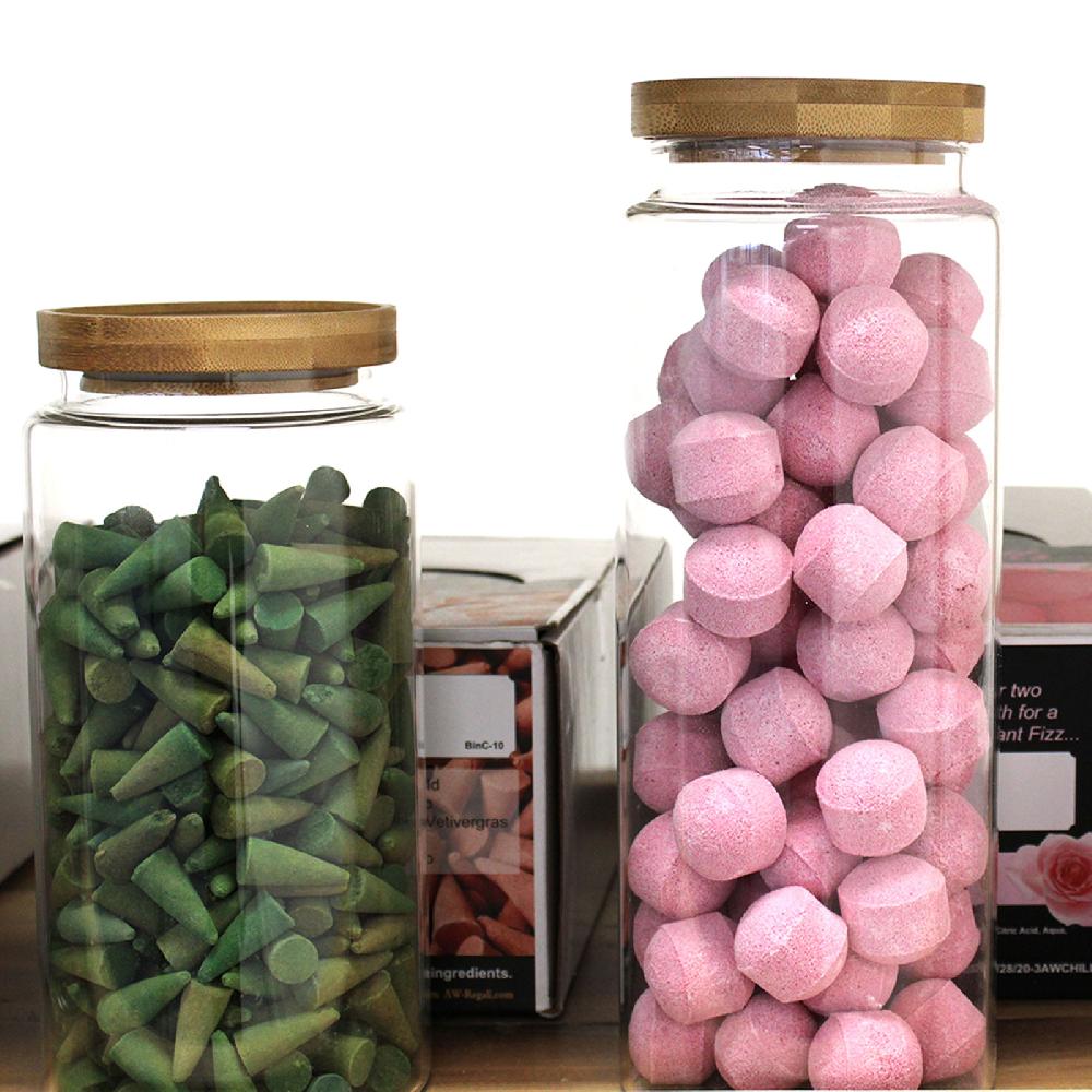 Ancient Wisdom 25x Full Carton Cottage Bamboo Glass Jar - 25cm