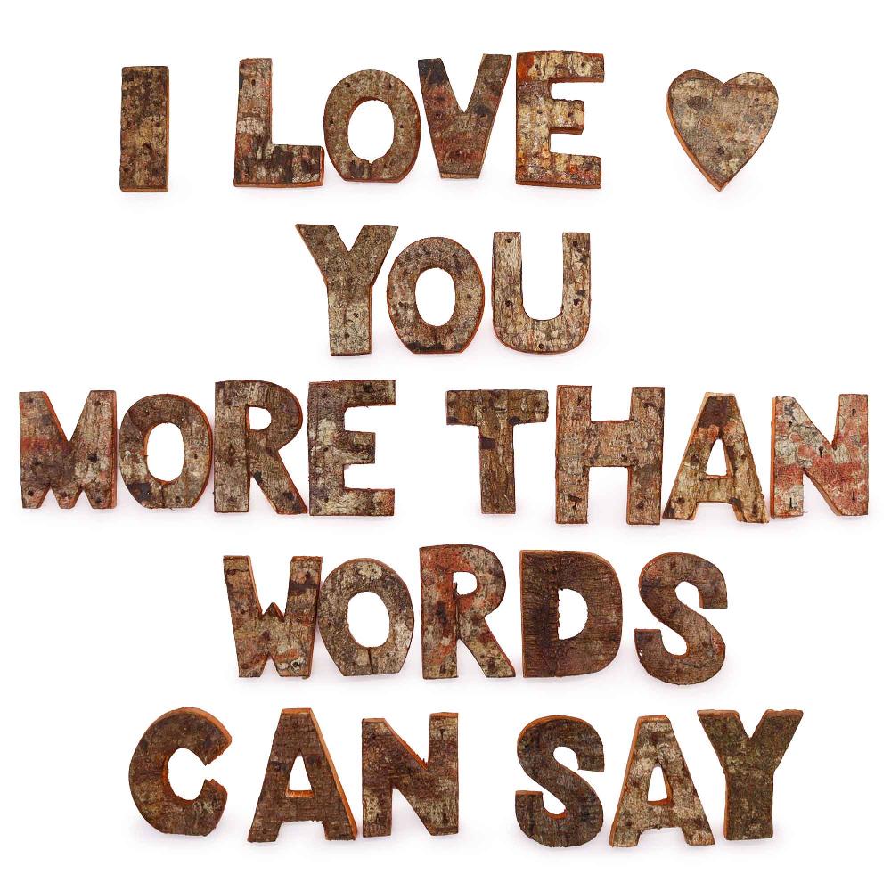 ancient wisdom 28x Nat Rustic Bark Letters - I love you more than words can say (28)
