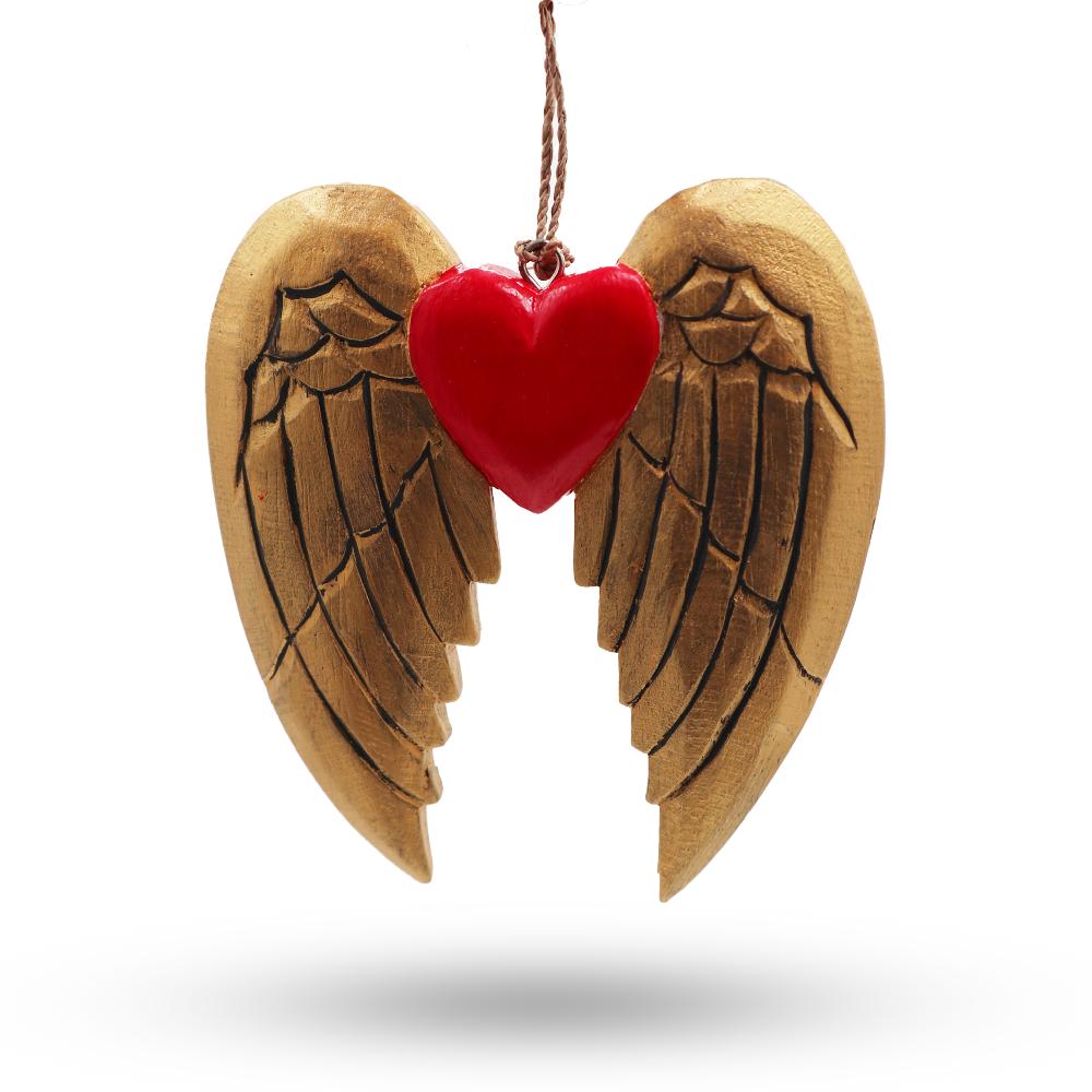 ancient wisdom 2x Gold Xmas Angel Wing & Heart - Black detail