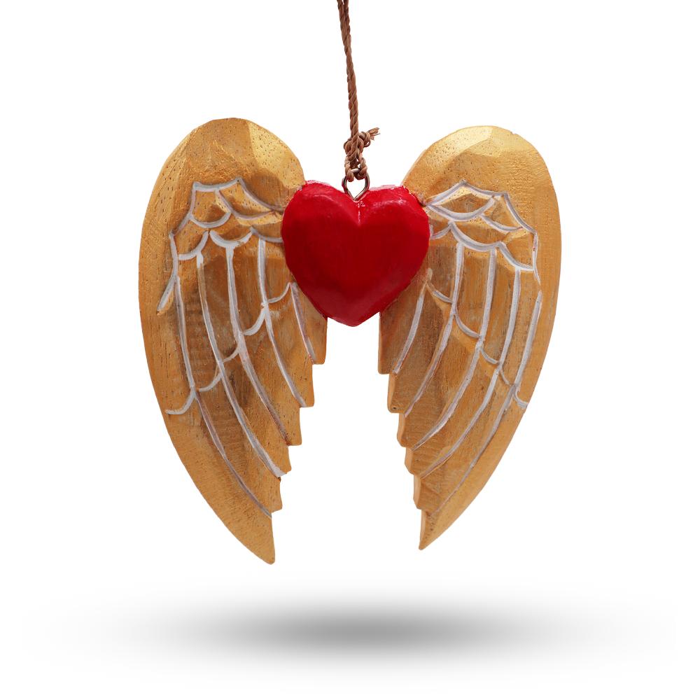 ancient wisdom 2x Gold Xmas Angel Wing & Heart - White detail