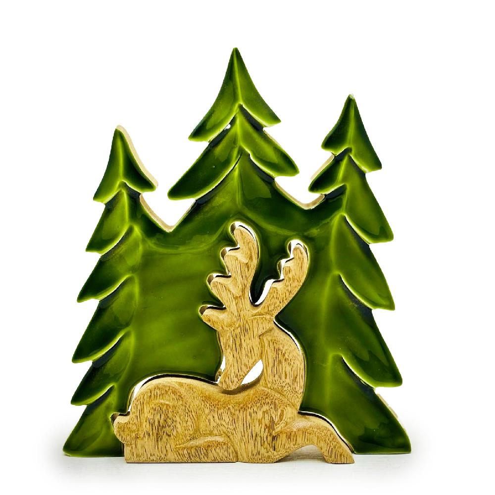 ancient wisdom 2x Lost in the Forrest - Stag in the Forrest 3D Wooden Decoration