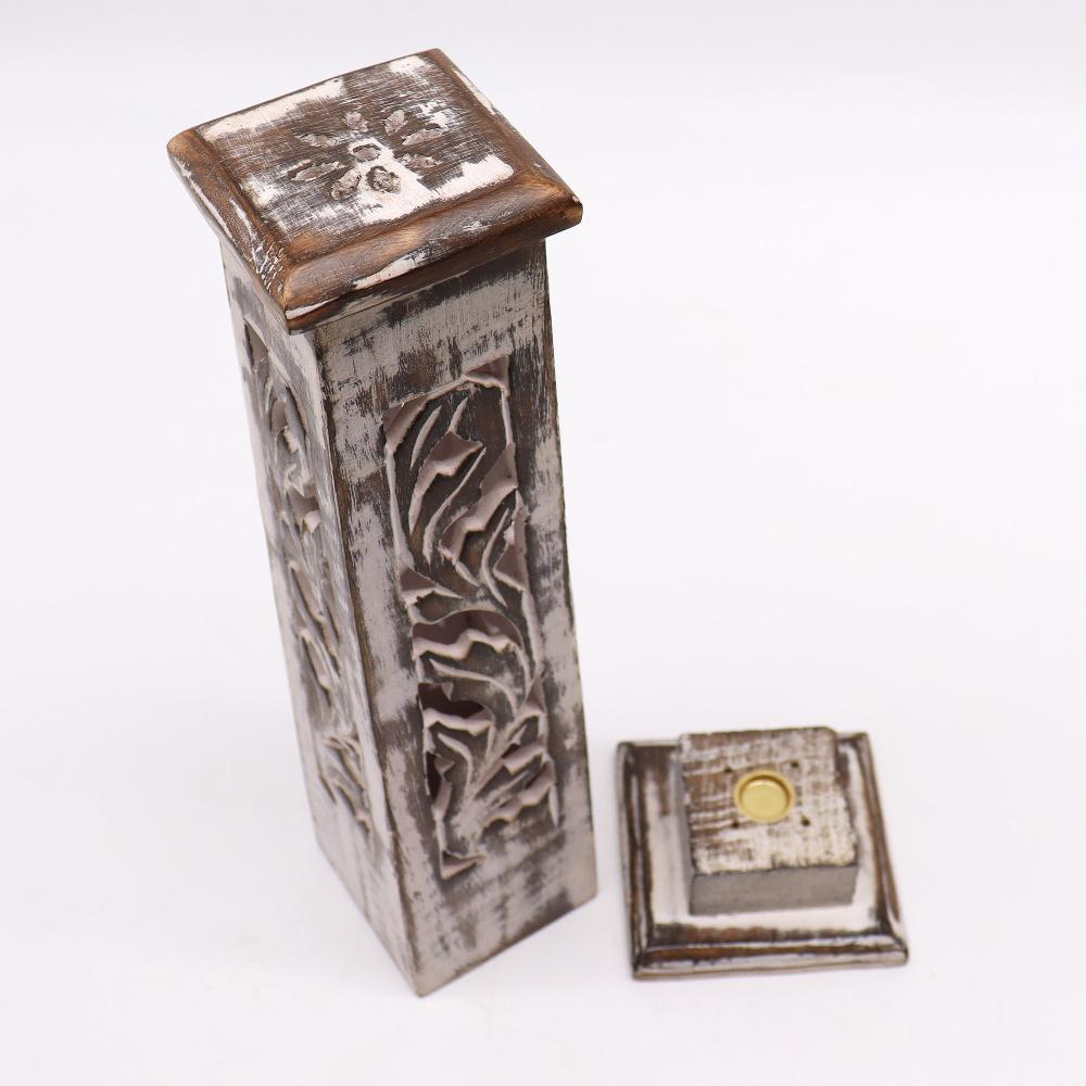 Ancient Wisdom 2x Tapered Incense Tower Washed Des2 - Mango Wood
