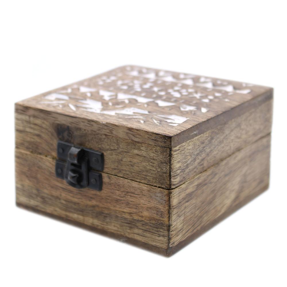 Ancient Wisdom 2x White Washed Wooden Box - 4x4 Slavic Design