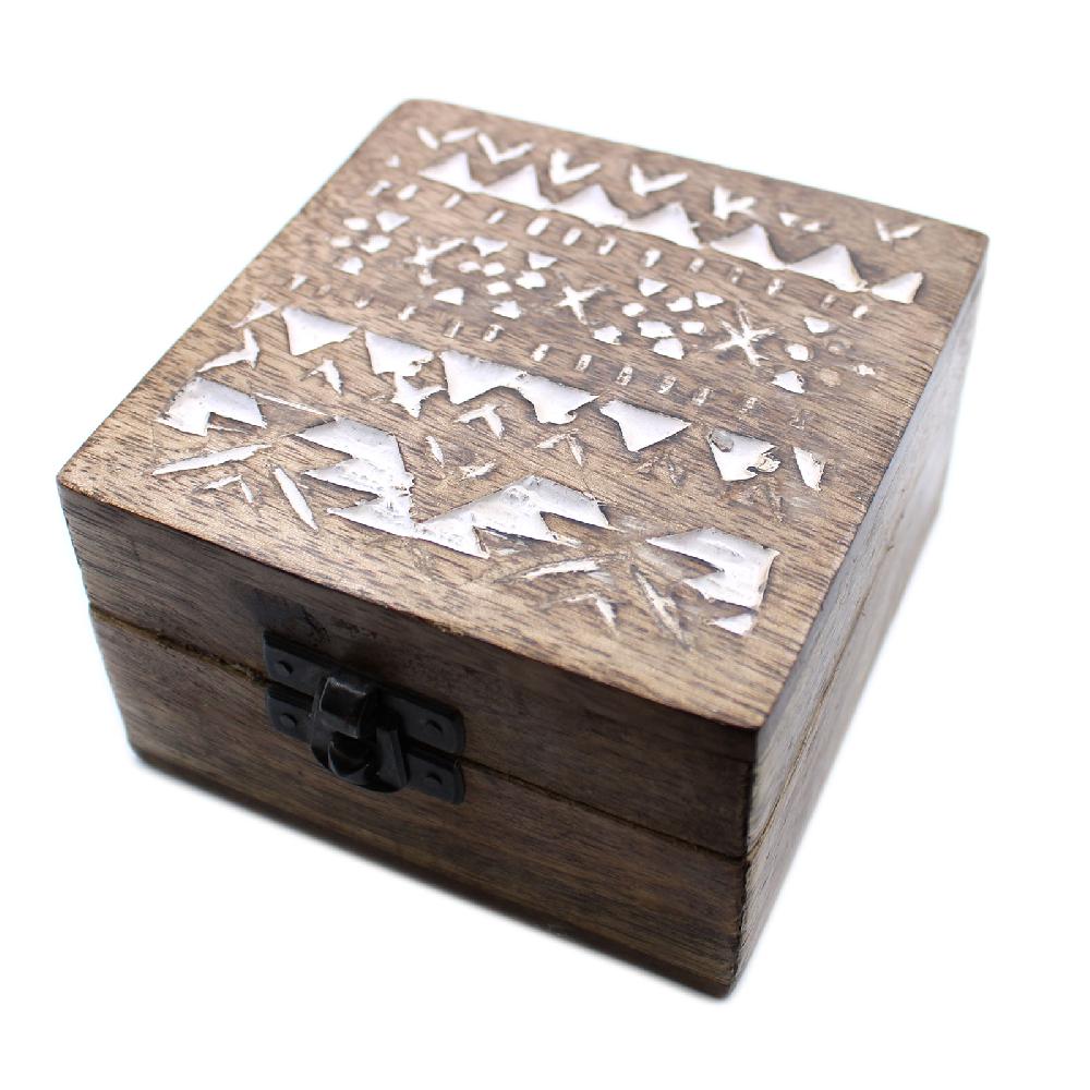 ancient wisdom 2x White Washed Wooden Box - 4x4 Slavic Design