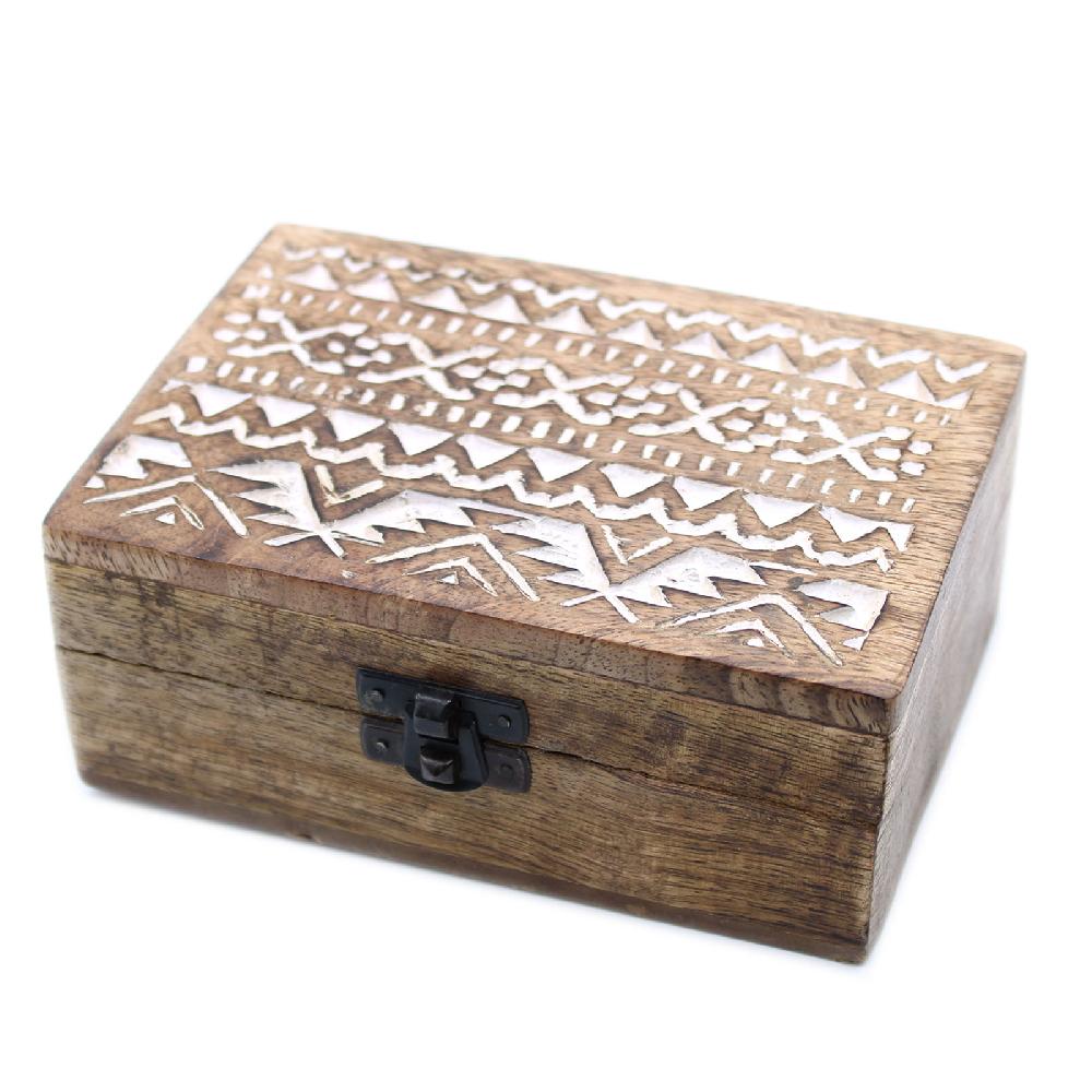Ancient Wisdom 2x White Washed Wooden Box - 6x4 Slavic Design